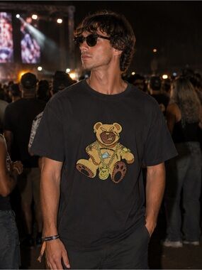 Bleeker & Mercer Teddy Bear Graphic T-Shirt Men’s XL Streetwear Y2K Color Black